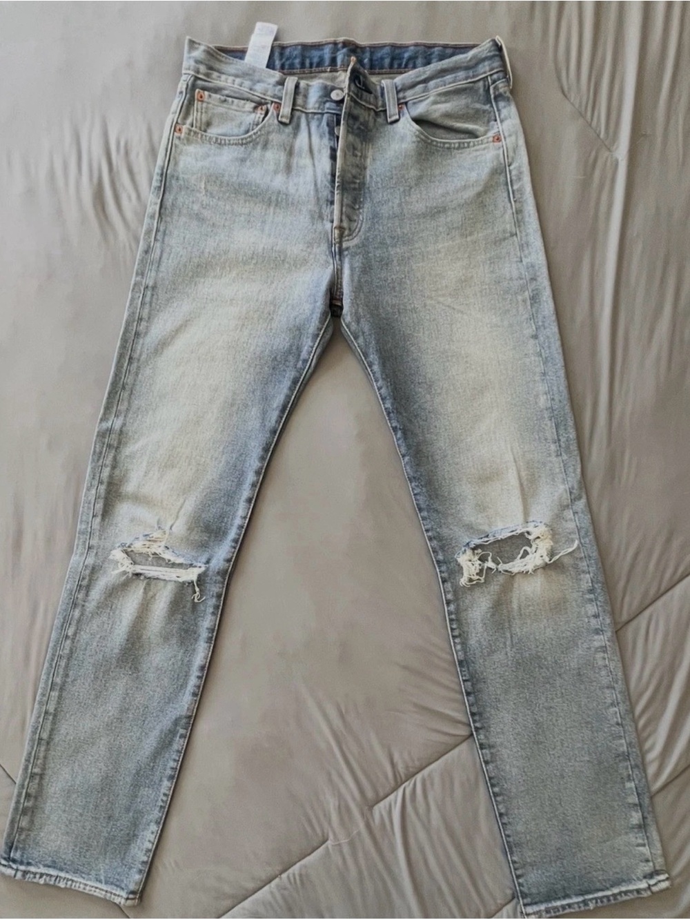 Levi's Light Blue Distressed Slim Straight Jeans